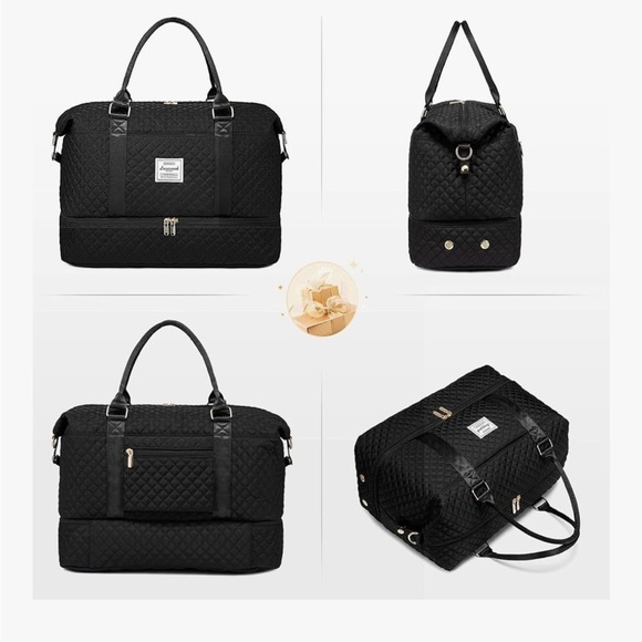NWT LOVEVOOK Black Quilted Travel Bag Set - Picture 8 of 12